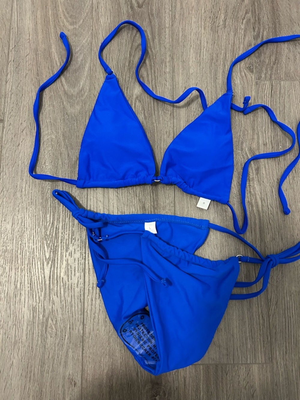 Bundle of TWO Royal Blue Triangle String Bikinis new unused hygiene sticker